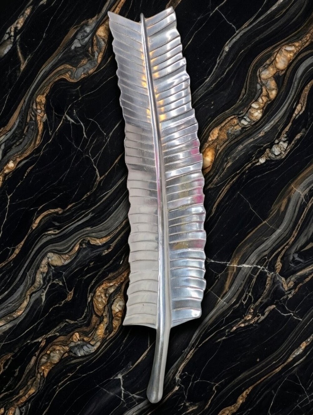 60's Wilton Armetale Banana Leaf Server Bruce Fox Design